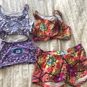 Wolven Threads Yoga Bras and Short set